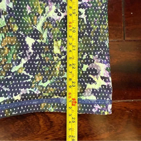 Lululemon Power Y Tank Top Women’s Sz 4 Green Floral Abstract Strappy Shelf Bra - Picture 7 of 8